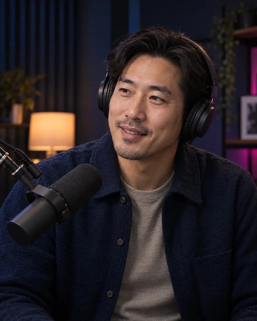 Jon, a podcast guest, speaking from his home studio