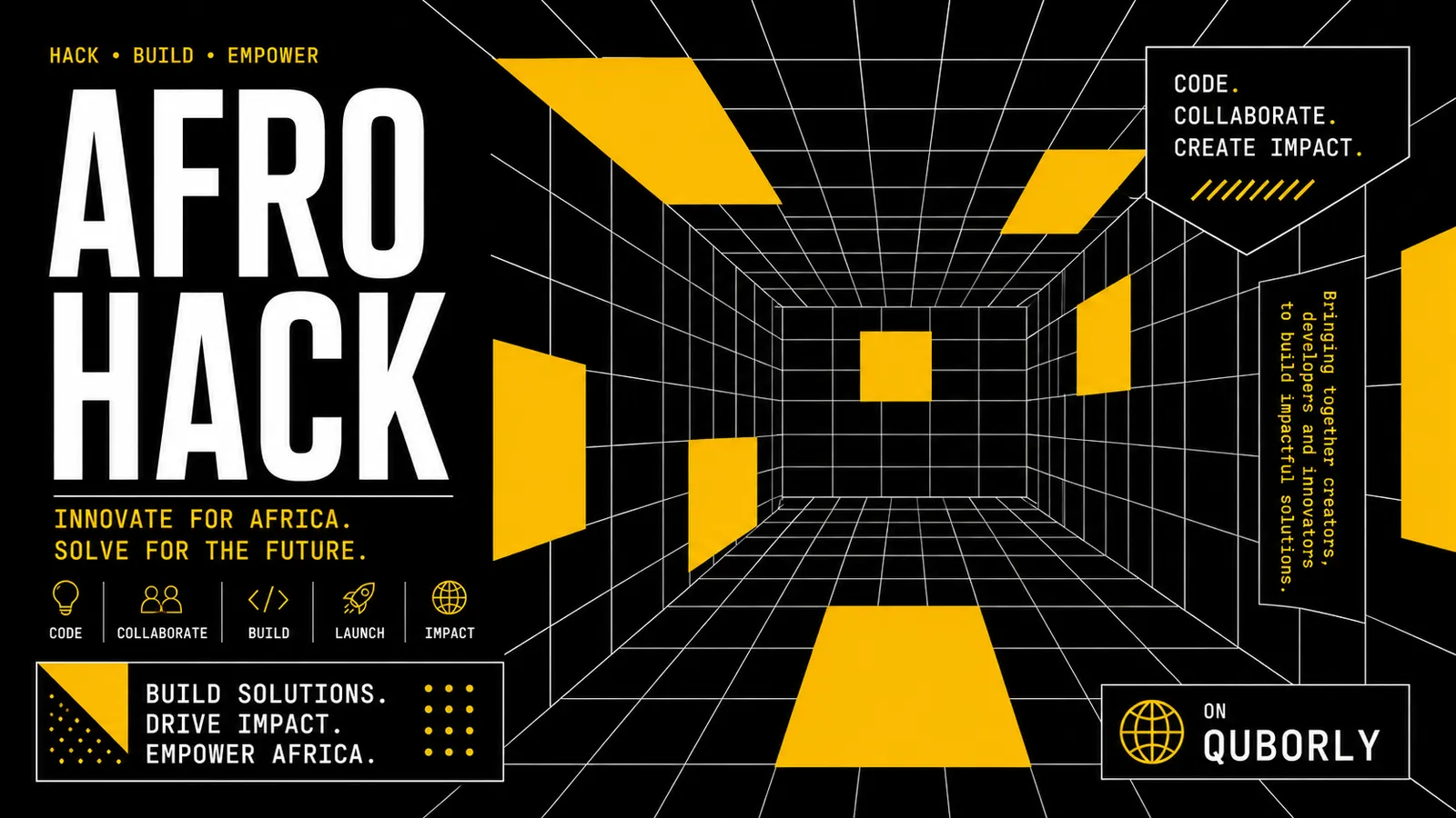 AfroHack graphic with the message Innovate for Africa. Solve for the future.