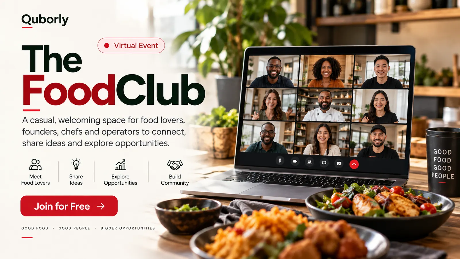 The FoodClub free virtual event placeholder cover featuring an online food community.