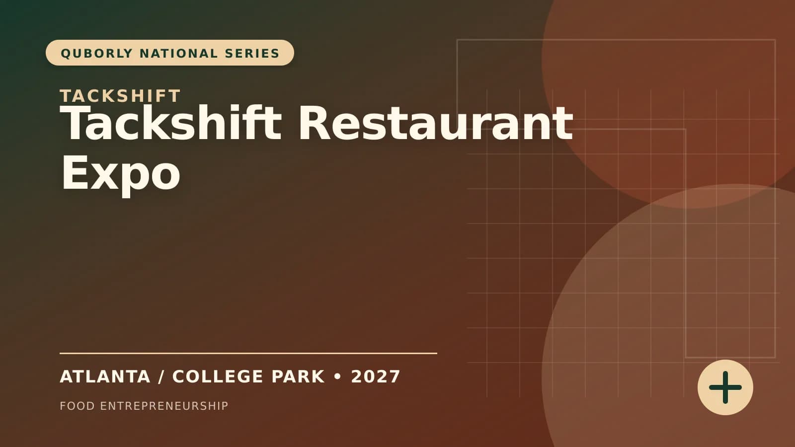 Official 16:9 event poster for Tackshift Restaurant Expo, presented by Tackshift.