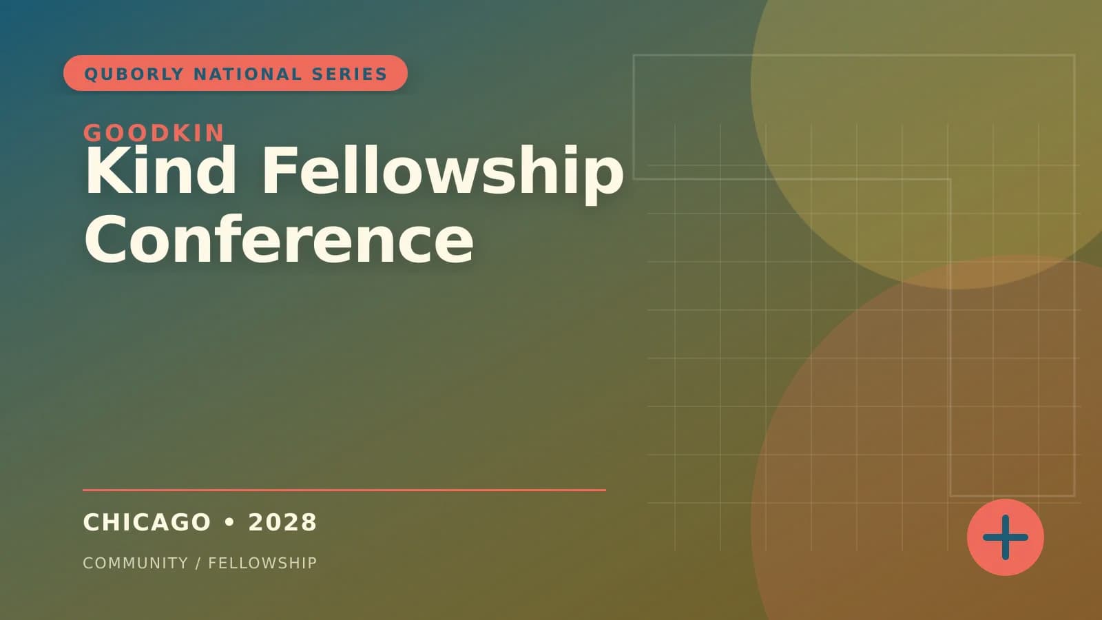 Official 16:9 event poster for Kind Fellowship Conference, presented by Goodkin.