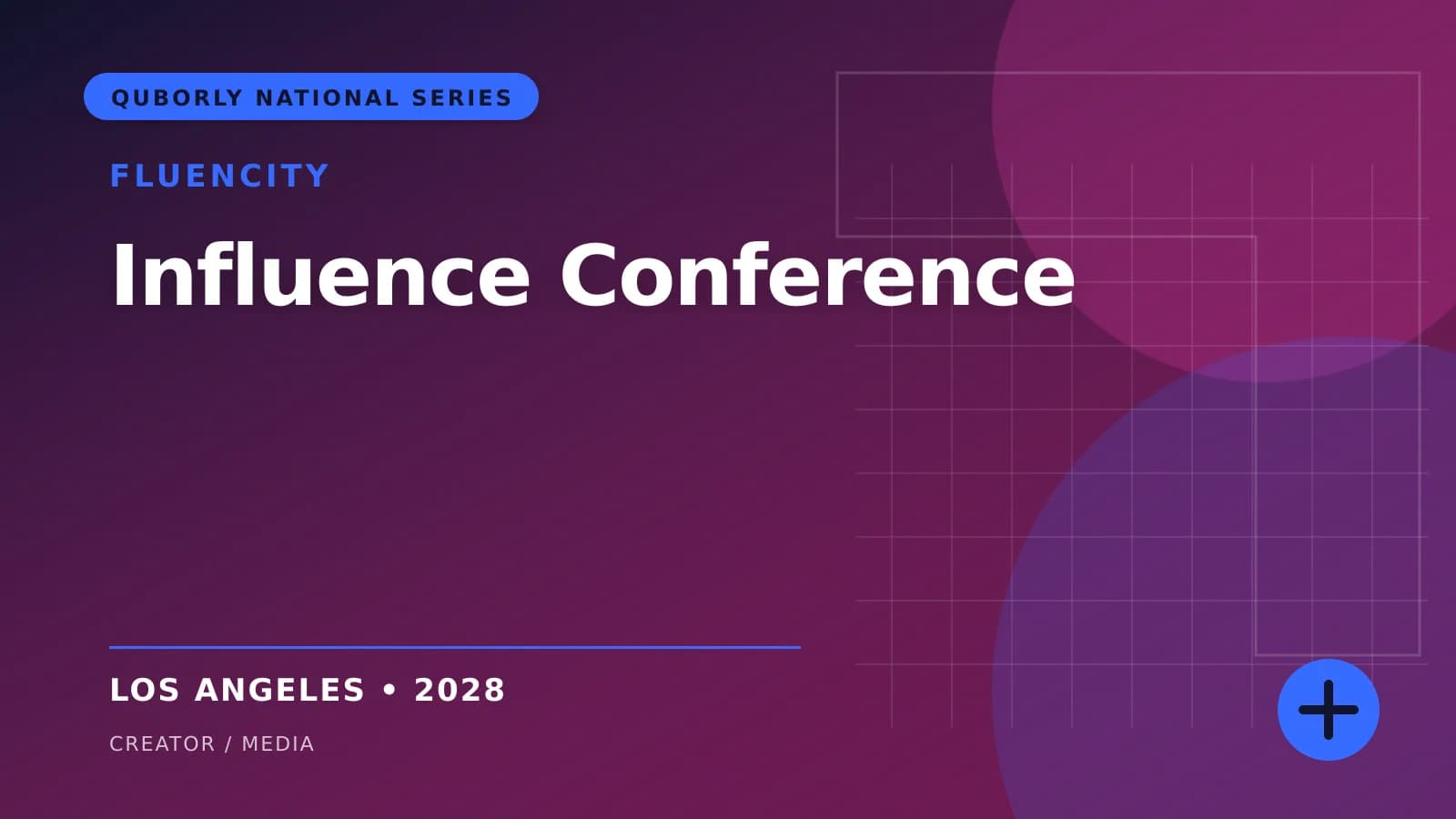 Official 16:9 event poster for Influence Conference, presented by Fluencity.